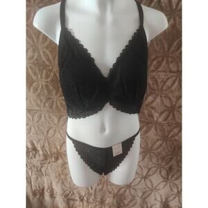 Auden 2 PC Women's Breathable Two-Piece Black Underwear Set